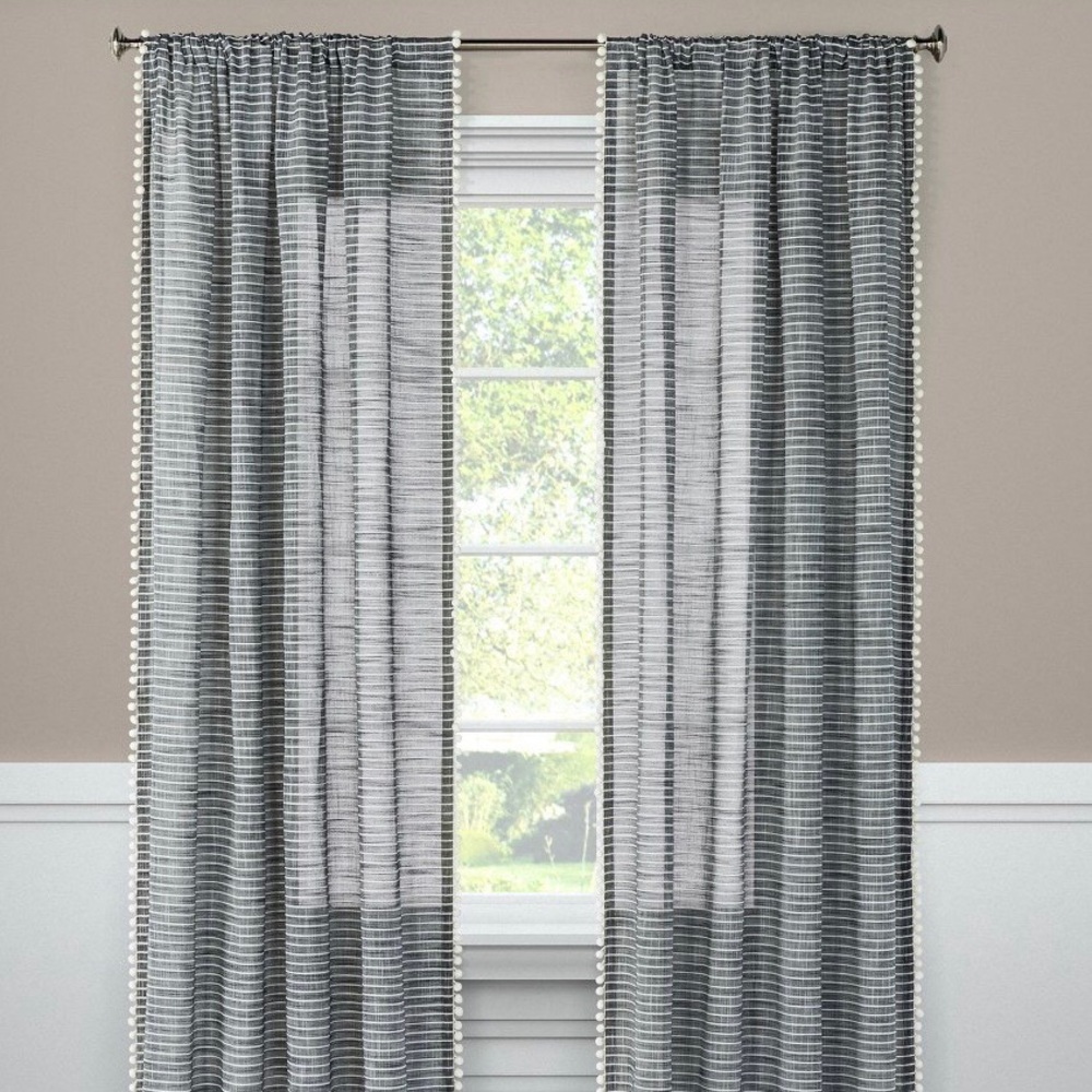 Threshold Pom Stripe curtains